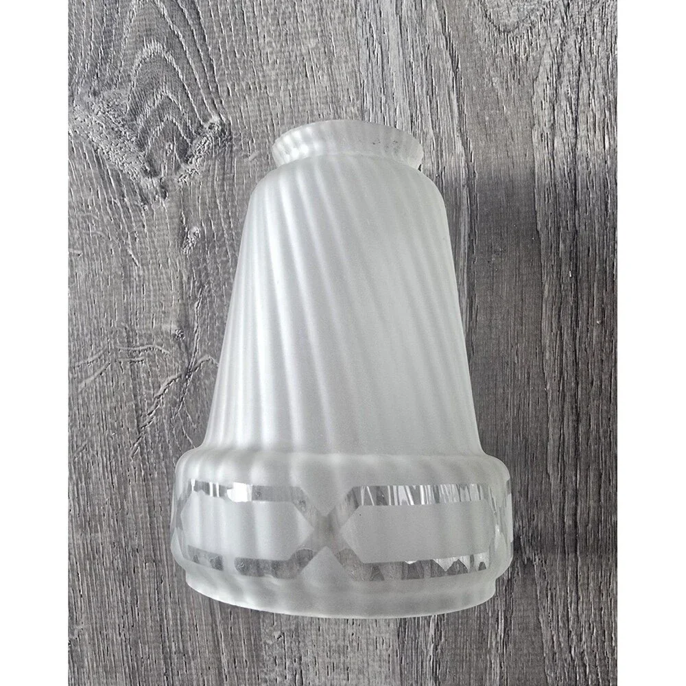 Vintage Art Deco Frosted Swirll Glass Light Lamp Shade Ribbed Flared 2” Fitter